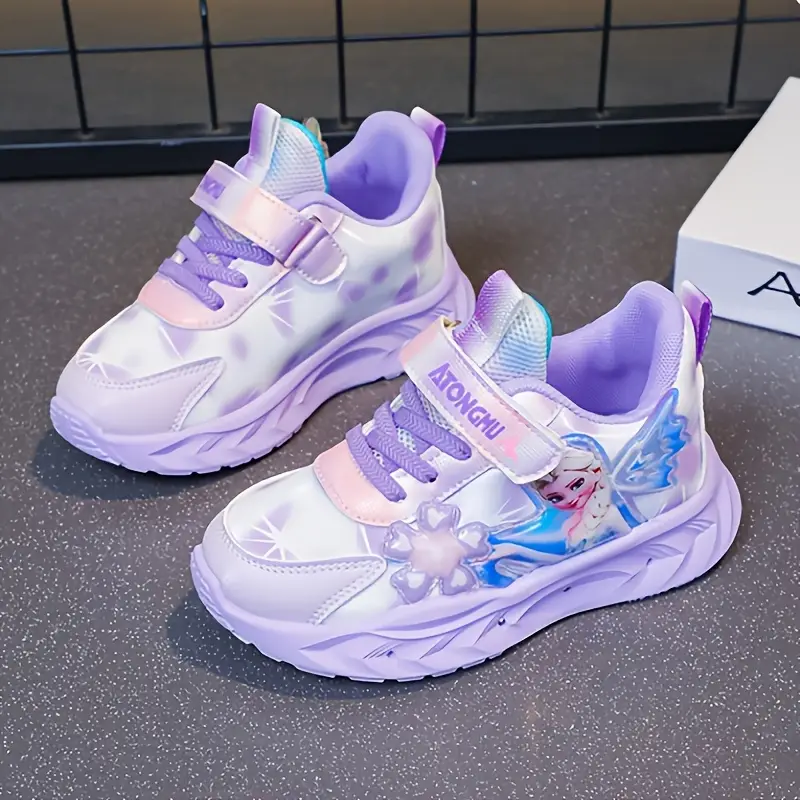 Baskets enfant avec lumières LED – motif princesse Elsa – confort printemps/automne