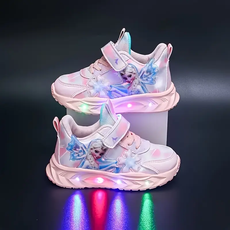 Baskets enfant avec lumières LED – motif princesse Elsa – confort printemps/automne
