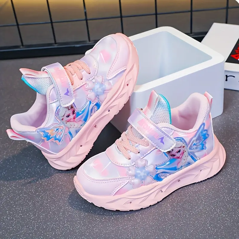 Baskets enfant avec lumières LED – motif princesse Elsa – confort printemps/automne