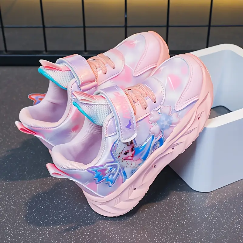 Baskets enfant avec lumières LED – motif princesse Elsa – confort printemps/automne