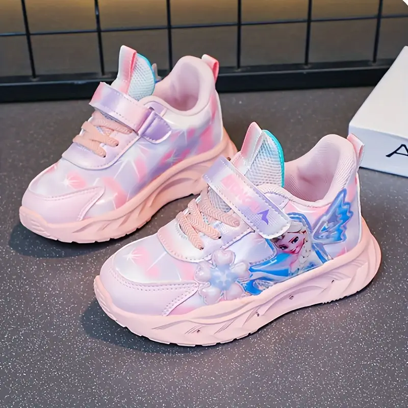 Baskets enfant avec lumières LED – motif princesse Elsa – confort printemps/automne