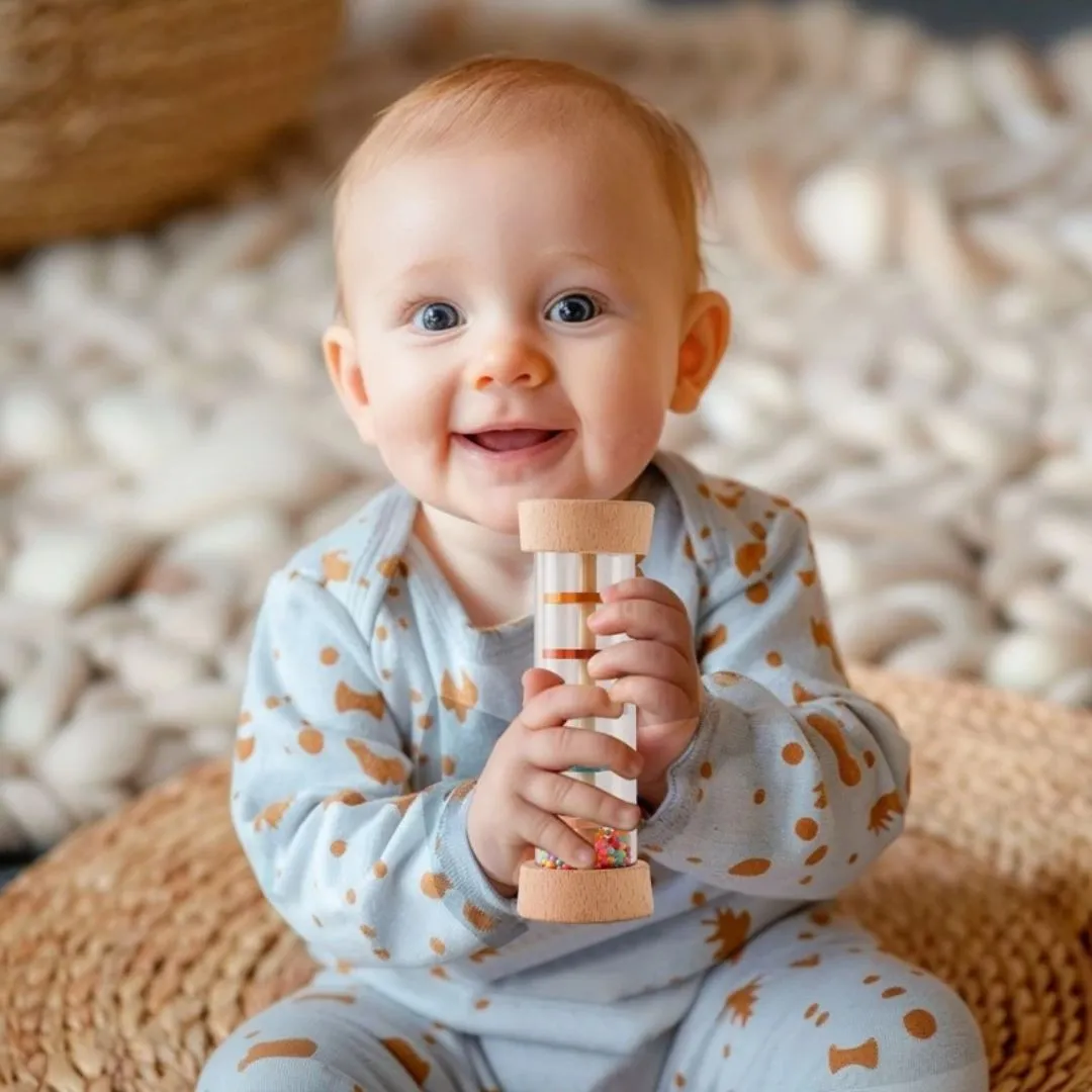 Baton de pluie pour bebe – Eveil sensoriel doux et apaisant – Jouet Montessori en bois naturel – Image 2