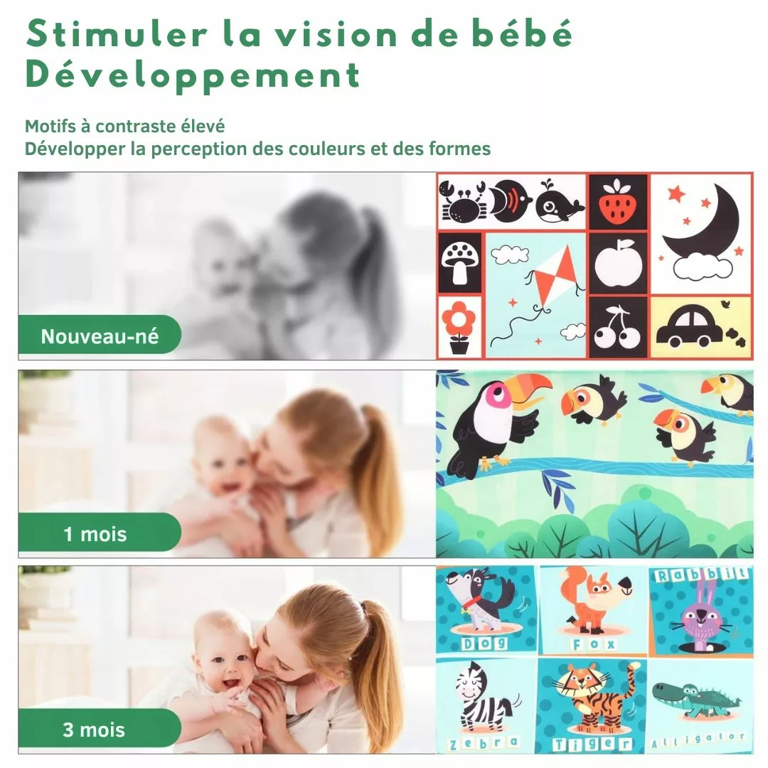 Livre sensoriel bébé – Eveil Montessori tout en douceur – Stimule les sens et la motricité dès 6 mois – Image 4