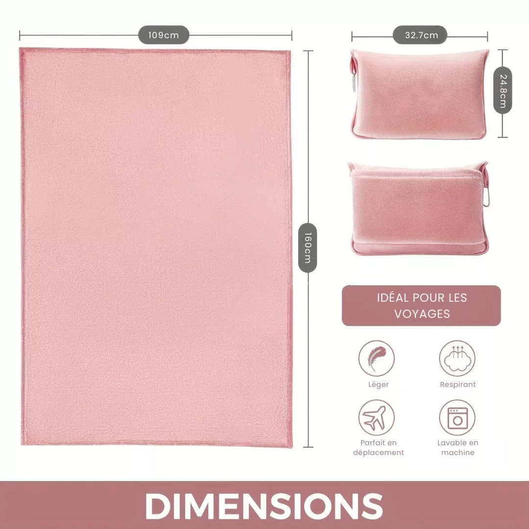 Oreiller de voyage convertible en couverture – Confort 2-en-1 pour des trajets sereins et des nuits bien au chaud