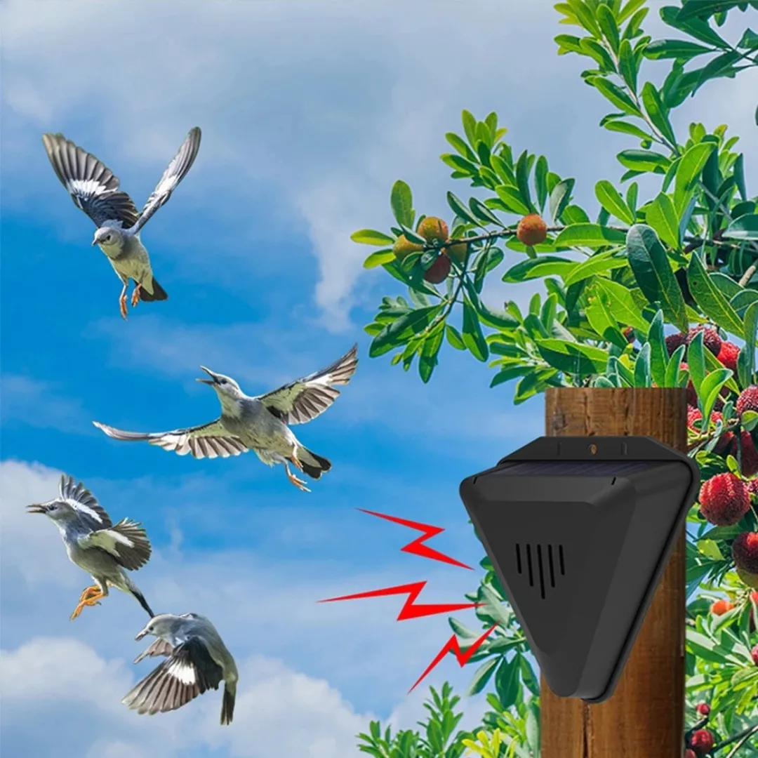 Répulsif ultrason solaire pour pigeons – Éloigne efficacement les nuisibles sans produits chimiques – Écologique & autonome