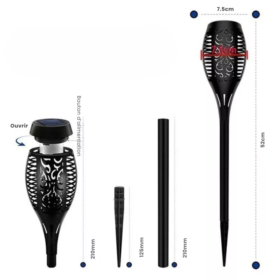 Torche led effet flamme pour allée extérieure – Ambiance chaleureuse jardin – Éclairage solaire décoratif étanche