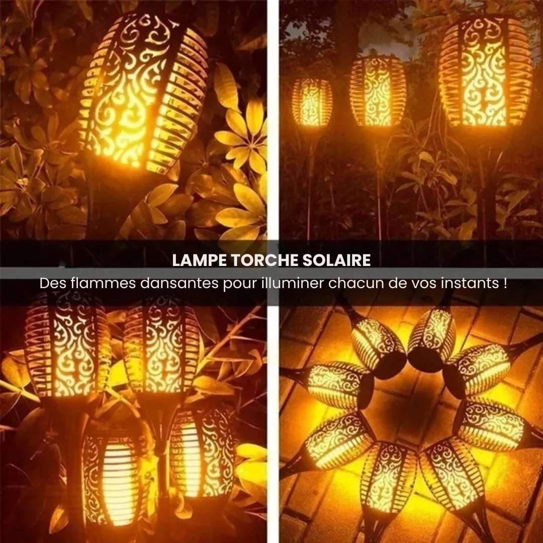 Torche led effet flamme pour allée extérieure – Ambiance chaleureuse jardin – Éclairage solaire décoratif étanche