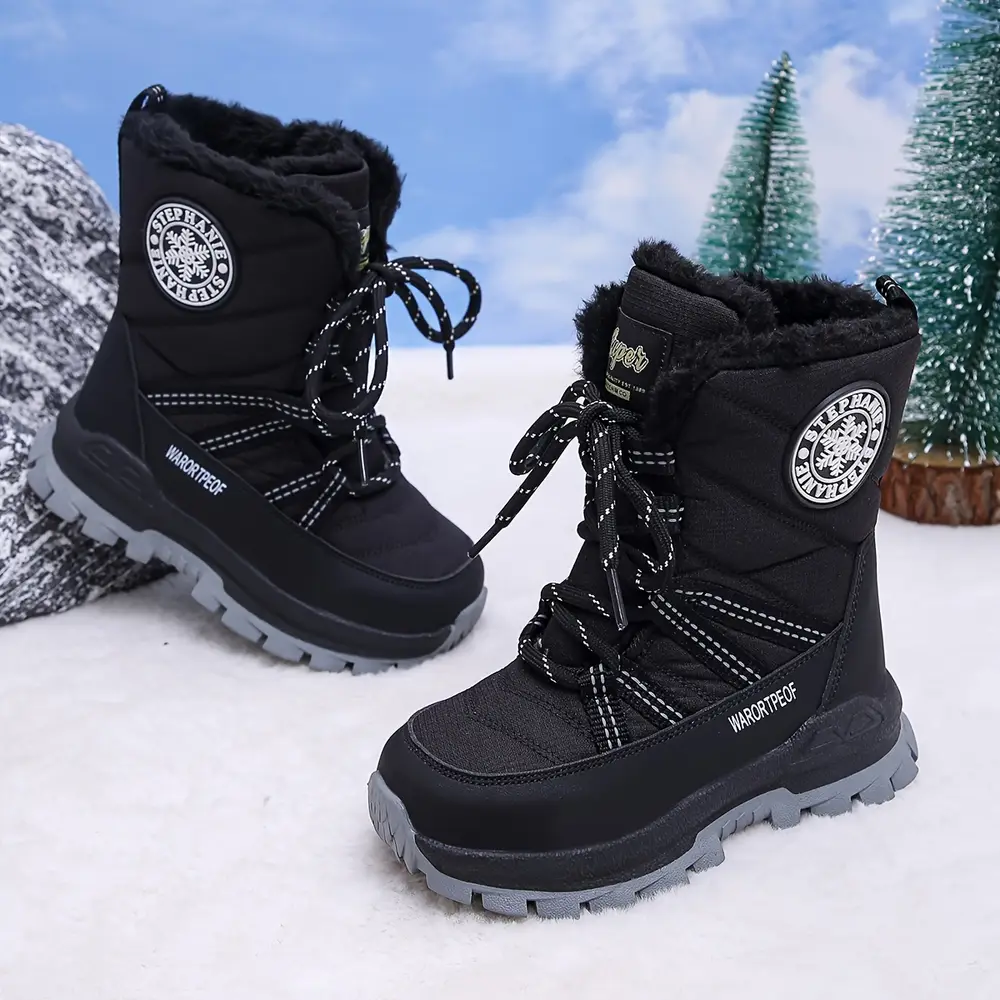 Bottes de neige enfant imperméables – doublure chaude et semelle antidérapante